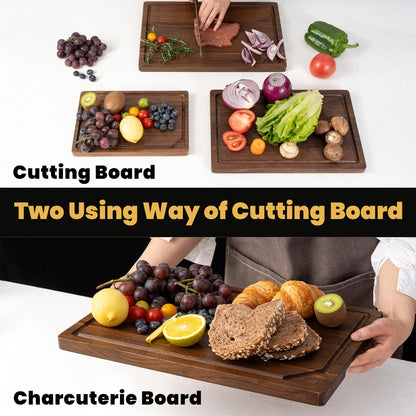 17” Walnut Cutting Board, Wooden Cutting Boards for Kitchen, Large Butcher Block Cutting Board, Large Cutting Board, Wood Cutting Boards for Kitchen with Juice Groove and Handles, Gift for Christmas