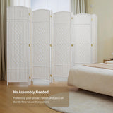 Duraspace 8 Panels Room Divider 6 FT Tall Weave Fiber Privacy Screen Freestanding Double Hinged Folding Screen Extra Wide Room Dividers for Patio Privacy (Off White) DURASPACE