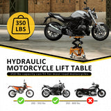PENSUN Hydraulic Motorcycle Lift Table, 350 LBS Heavy Duty Ultra-Stable Motorcycle Scissor Jack Stand Fit for Motorcycle Dirt Bike ATV Motorcycle Bike, with Deck, J-Hooks, 4 Wheels PENSUN