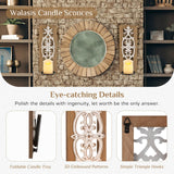 Rustic Wood Candle Sconces Wall Decor - Set of 2 Walasis Farmhouse Wall Candle Holder Decorative Carved Brown Candle Sconce Art Distressed Pillar Candles Holder for Fireplace Decor Walasis