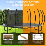 Hocozlly Outdoor Trampoline 16FT for Kids, ASTM Approval Recreational Trampoline with Enclosure, Reinforced Trampolines with Thickened Pole & Non-Slip Wider Ladder (Grey) Hocozlly