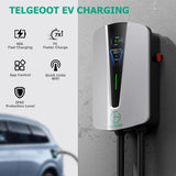 TELGEOOT Level 2 EV Charger 48Amp, Indoor/Outdoor Electric Car Charger EVSE SAE J1772, NEMA 14-50 Plug, 25ft Cable, Start Charge Timer, WiFi Enabled TELGEOOT