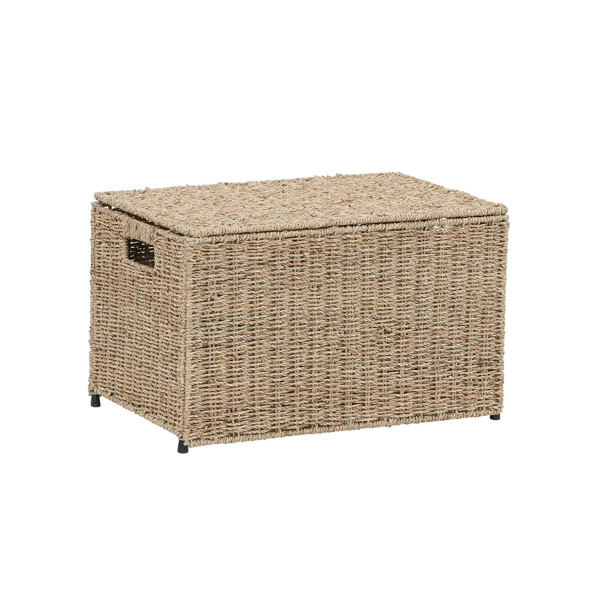 Household Essentials Small |Light Brown ML-5660 Decorative Wicker Chest with Lid for Storage and Organization Household Essentials