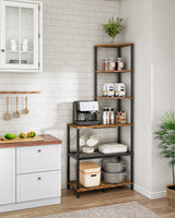 CHOEZON 6-Tier Corner Shelf, Industrial Corner Bookshelf with Desk Top, Diamond-Shaped Storage Shelves, Display Stand for Small Spaces, Living Room, Home Office, Foyer, Rustic Brown and Black TCJ70BF CHOEZON