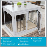 BIRDROCK HOME Decorative Dog Kennel with Pet Bed - Small Indoor Pet Crate, Double Door Design, Engineered Wood & Metal Wire, Furniture-Style House for Small Dogs, Side Table or Nightstand, White BIRDROCK HOME