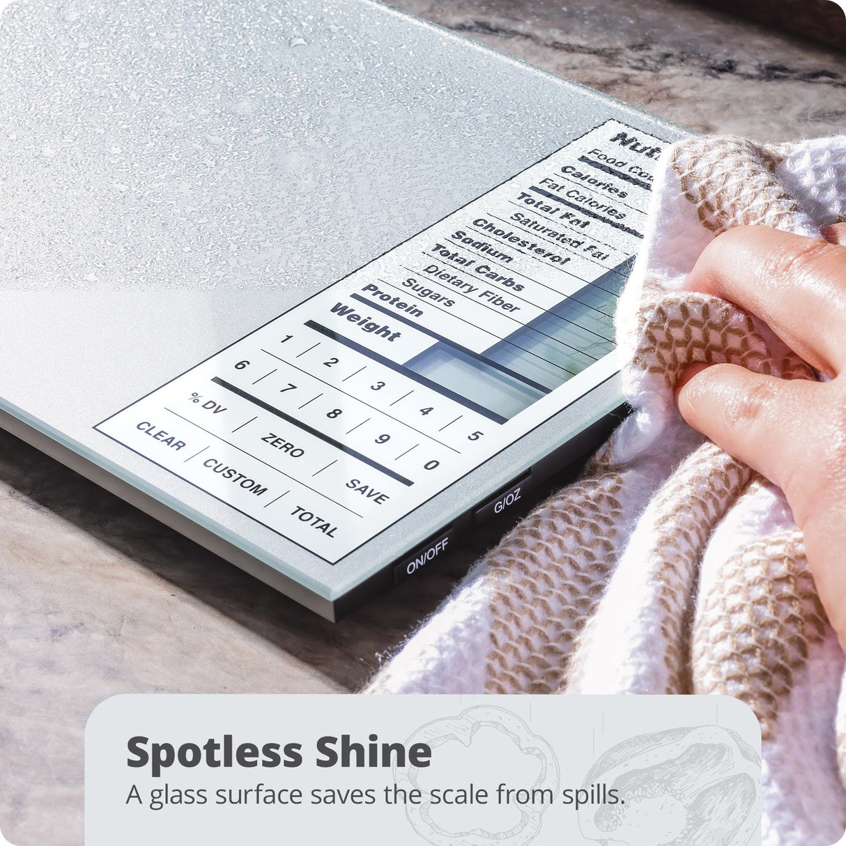 Greater Goods Nutrition Scale (Standalone, No Bluetooth) – Food Grade Glass Digital Food Scale with 2,000 Preloaded Foods, Compact 9.3"x6", for Portion Control, Calorie Counting, and Meal Prep Greater Goods