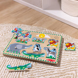 Melissa & Doug Zoo Animals Sound Puzzle - Wooden Peg Puzzle With Sound Effects (8 pcs) Melissa & Doug