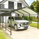 VIWAT Carport 10x15 FT Metal Carport with Enhanced Base Outdoor Heavy Duty Garage Galvanized Car Shelter for Pickup, Boat, Car and Tractors VIWAT