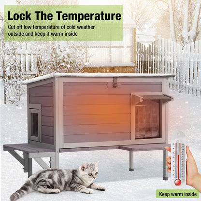 GUTINNEEN Outdoor Cat House Insulated for Winter Weatherproof Feral Cat Shelter - WoodArtSupply