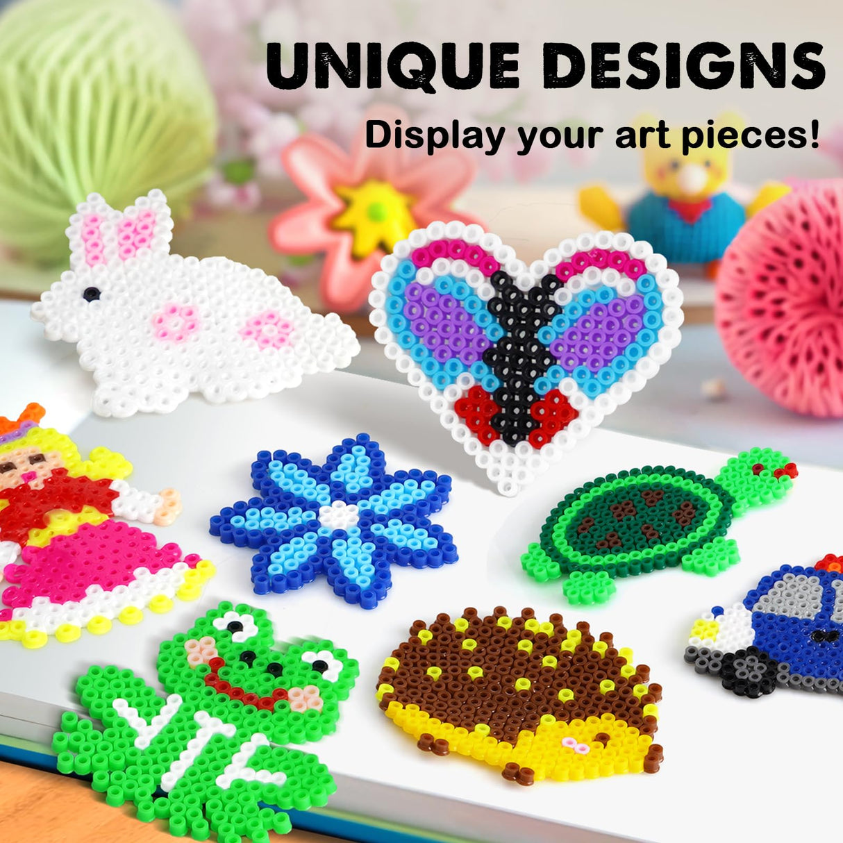 FUNZBO 20 pcs Pegboards for 5mm Fuse Beads Project- Animal Shape Pegboards for Arts and Crafts with Keychains, Hang Ropes and Beads Tweezers, Fuse Beads Gifts for Boys and Girls (Beads Not Included) FUNZBO