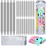 Qilery 25 Set Stainless Steel Pen Resin Blank Pens for UV Dtf Wraps Sublimation Pens Gifts Resealable Pouch Bag and Holographic Thank You Cards Set for DIY Glitter Pen Epoxy Pen Craft Blanks Gel Pen Qilery