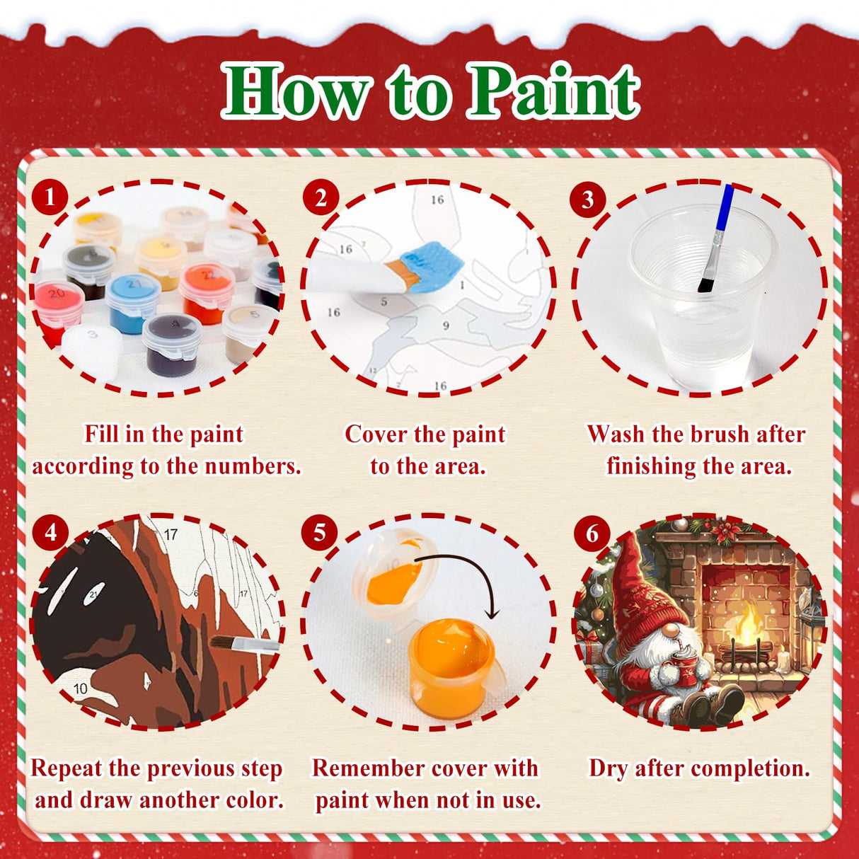 Christmas Gnome Paint by Number Kits for Adults, Christmas Paint by Numbers Kit for Adults, Painting by Numbers, Easy Oil DIY Crafts Home Wall Decor 16x16 in HMZephitiquc