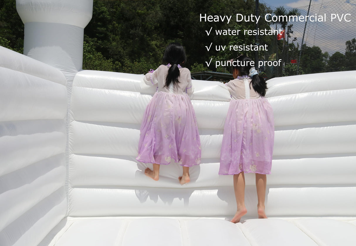 White Bounce House for Kid Adult Commercial -(100% PVC),(750w Blower), Large Inflatable Bouncy Castle for Wedding, Birthday Party Decor,13.5x11.5x10FT Inflantteble