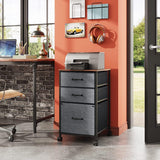 DEVAISE Mobile File Cabinet, Rolling Printer Stand with 3 Drawers, Fabric Vertical Filing Cabinet fits A4 or Letter Size for Home Office, Rustic Brown DEVAISE