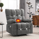 Massage Recliner Chair for Adults with Lumbar Heating Rocker Recliners with 2 Cup Holders and USB Charge Port for Living Room KWKSV