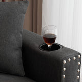 Generic Sleeper Sofa Bed Couch 3 Seater Modular Sectional Sofa Sleeper Pull Out Couch for Livnig Room Modern L Shaped Sleeper Sectional with Storage & Cup Holders, Dark Grey, F4777LIST WoodArtSupply