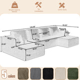 132" Boneless Sectional Cloud Couch Sofa for Living Room, U-Shaped Couch with Double Chaise Lounge, Comfy Memory Foam Modular Sofas Couches for Living Room (Black, 132.48" U-Shaped) OUEEEDD