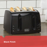 BLACK+DECKER 4-Slice Toaster, TR1410BD, Extra-Wide, 7 Shade Settings, Crumb Trays, Gloss Black BLACK+DECKER
