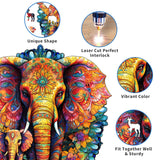 Woodemon Wooden Puzzles for Adults, Mandala Elephant (M-200pcs) Wooden Jigsaw Puzzles Kids, 9.6 * 9.3in Unique Shaped Animal Wood Puzzles Adults, Xmas Christmas Puzzles Birthday Gifts Family Games Woodemon