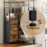 YATINEY Corner Bookshelf, 7 Tier L-Shaped Bookcase with 3 Drawers, Storage Corner Shelf, Freestanding Tall Display Shelf, Industrial Style, for Living Room, Home Office, Rustic Brown and Black SJ10BR YATINEY