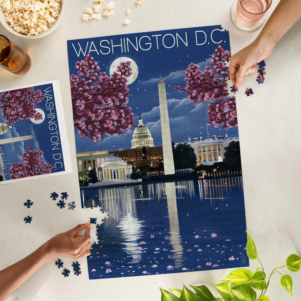 Lantern Press Made in USA Puzzle for Adults - 1000 Pieces, Reference Poster, Premium Box, Washington, DC, Night Scene Lantern Press