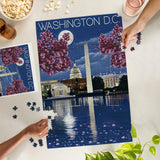 Lantern Press Made in USA Puzzle for Adults - 1000 Pieces, Reference Poster, Premium Box, Washington, DC, Night Scene Lantern Press