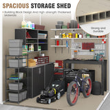 VONZOY Outdoor Storage Shed, 6x6 FT Resin Shed with Floor and Lockable Door, Window & Vents, Tool Sheds & Outdoor Storage for Bike, Garden Accessories, Tools, Waterproof (Light Brown) VONZOY