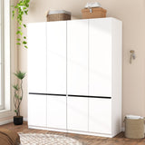 Mhsatyrs Armoire Wardrobe Closet with Doors: 75" White Large Wardrobe Closet with 4 Doors, Clothes Cabinets for Bedroom Armoires with Storage, Wood Wardrobes Closets for Hanging Clothes (C+C, 63") Mhsatyrs