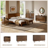 Nasonet 6 Drawer Dresser for Bedroom, Mid Century Modern Dressers & Chests of Drawers, Wood Storage Drawer Dressers for Hallway, Entryway, Walnut Nasonet