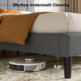 Marsail Twin Size Bed Frame with Headboard, Sturdy and Durable with 12 Support Legs, 1300 lbs Capacity, Solid Wooden Upholstered Adjustable Headboard for 6"-12" Mattresses, Easy Assembly,Dark Gray Marsail