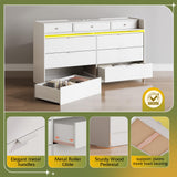 WLIVE 9 Drawer Led Dresser for Bedroom, 58.35'' White Wood Dresser Storage Organizer with Power Outlets for 65'' TV, Dressers with Open Shelves, Chest of Drawers for Closet, Living Room WLIVE