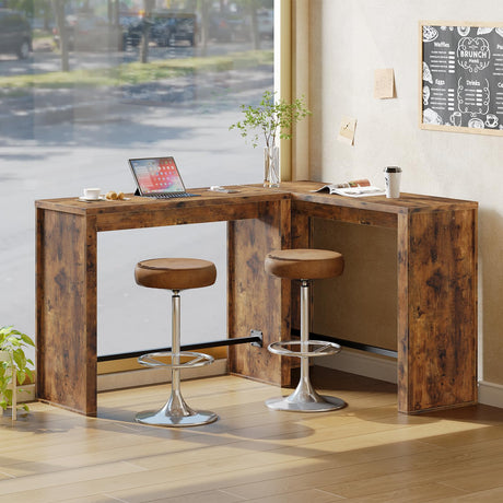 MAHANCRIS Bar Table, 35.4" Counter Height Pub Table, Industrial Rectangular Hightop Table, Kitchen Dining Bar Height Tables with Footrest, for Narrow Space, Rustic Brown and Black BTHR1901 MAHANCRIS