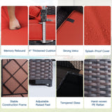 Kullavik 11 Pieces Outdoor Patio Furniture Set with 55000BTU Gas Propane Fire Pit Table,PE Wicker Rattan Sectional Sofa Patio Conversation Sets,Swivel Rocking Chairs Set,Red Kullavik