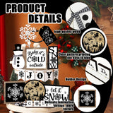 14 Pcs Winter Tiered Tray Decor Set Snowman Snowflake Table Decor Christmas Tree Wooden sign Farmhouse Coffee Spice Blocks Winter Table decoration for Christmas Home Table Shelf FairySandy