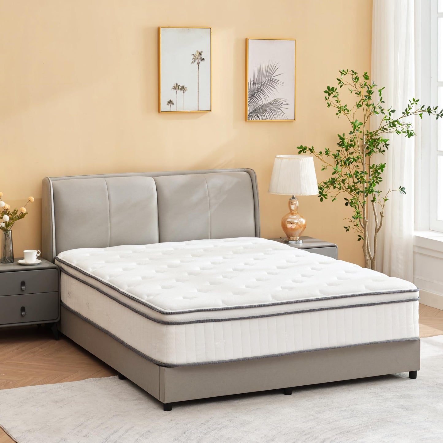 mikibama Twin Mattress, 12 Inch Hybrid Twin Size Mattress in a Box, Single Bed Mattress with Memory Foam and Pocket Spring,Tight Top Medium Firm Feel, 39"*75"*12"