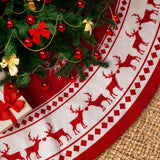 Christmas Tree Skirt 48 inch Tree Skirt Large Snowflake Reindeer Red Xmas Tree Skirt Rustic Christmas Decorations for Winter New Year Holiday Party Decor Indoor Outdoor Lukisesy