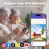 Viubird Bird Feeder with Camera: Solar Powered Smart Bird Camera Feeder 2K Live Feed for Backyard - AI Identify Auto Capture Videos, Gifts for Birdlovers Mom Dad, 2.4GHz WiFi VIUBIRD