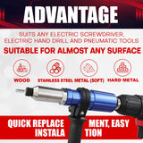 wesleydrill Rivet Gun Adapter Kit,Professional Riveting Insert Nut Hand Tool Kit,2.4/3.2/4.0/4.8mm Diameter Rivet Head, Aluminum Housing, Fit for Cordless Drill,Sheet Metal Work wesleydrill