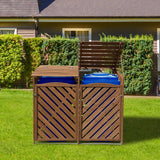 Hanover Outdoor 4.9-ft. x 4-ft. Wooden Trash Bin and Recyclables Storage Shed in Brown, Weather Resistant Trash Can Storage Container with Locking Latch for Lawn, Carport, Driveway Hanover