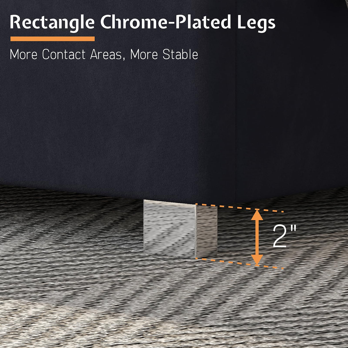 Jocisland King Size Bed Frame with 58" Tall Headboard, Velvet Upholstered Platform Bed with Channel Tufted Wingback Headboard and Plating Trim, No Box Spring Needed, Black Jocisland