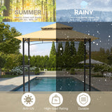 AECOJOY 8' x 5' Outdoor Grill Gazebo Canopy, BBQ Canopy for Outdoor Grill, 2- Tier BBQ Gazebo Shelter for Patio, Backyard and More (Beige) AECOJOY