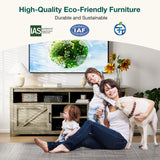 Viplive Farmhouse TV Stand for Bedroom, TV Stand for 65 Incn TV, Universal TV Stand with Ample Storage Cabinets, Media Furniture with Entertainment Center and Console Table for Living Room Viplive