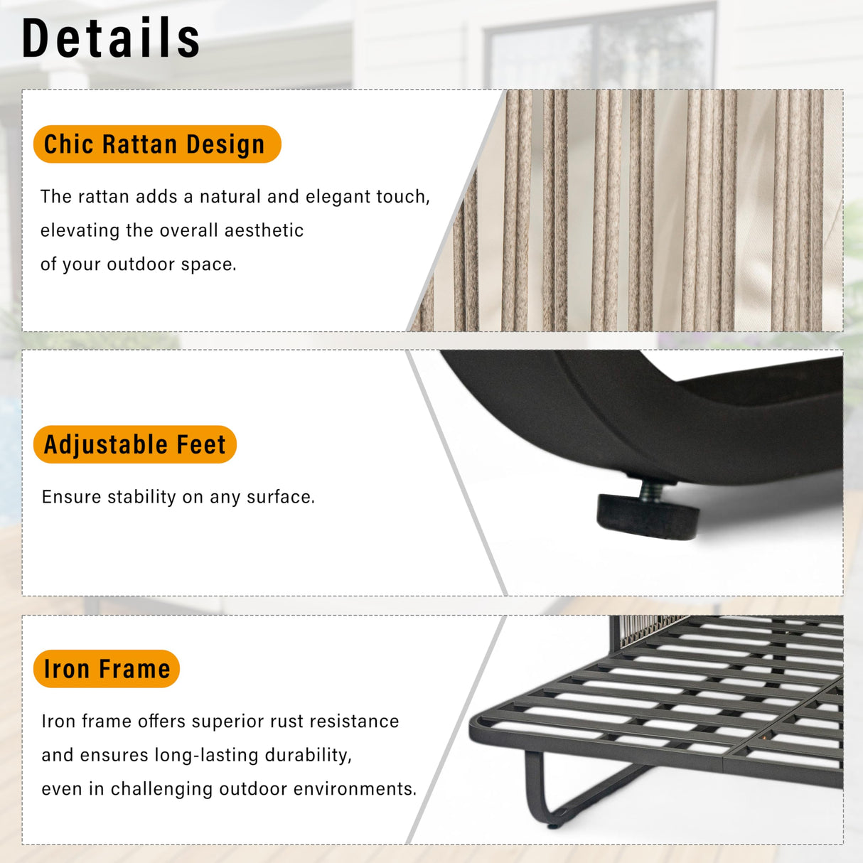 Merax 57" Patio Rattan Daybed with Retractable Sunshade Canopy, Iron Frame Outdoor Sunbed with Detachable Pillows for Patio, Backyard, Pool, Beige Merax