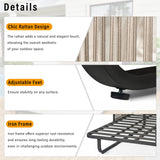 Merax 57" Patio Rattan Daybed with Retractable Sunshade Canopy, Iron Frame Outdoor Sunbed with Detachable Pillows for Patio, Backyard, Pool, Beige Merax