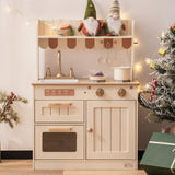 ROBUD Wooden Play Kitchen Set for Kids, Pretend Play Kitchen Toy Set with Golden Faucet, Sink, Oven, Stove, Cabinet, Vintage Style, Gift for Boys & Girls, Ages 3+ ROBUD