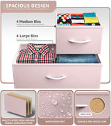 Sorbus Dresser with 8 Drawers - Furniture Storage Chest for Kid’s, Teens, Bedroom, Nursery, Playroom, Clothes, Toys - Steel Frame, Wood Top, Fabric Bins (Pink) Sorbus