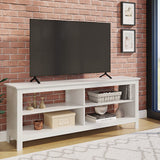 Panana TV Stand, 4 Cubby TV Stand for 60 inch TV, Farmhouse Television Stands Entertainment Center Media Stand with Storage TV Table Stand for Living Room (White 55 inches) Panana