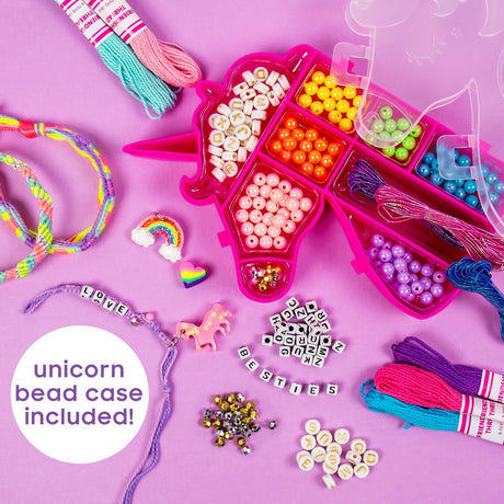 Just My Style Unicorn Friendship Bracelets by Horizon Group USA Create 20+ Bracelets, Kit Includes 1300+ Beads ABC Beads, Metallic Beads Unicorn Storage Case & More Just My Style
