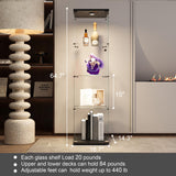 Yoluckea 4 Shelves Glass Display Cabinet with LED Light and Door, Floor Standing Clear Glass Curio Cabinet Collection for Living Room Bedroom 64.7”x16.7”x 14.3” Black(Upgrade Assembly) Yoluckea