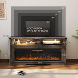 COCO DESIGN Fireplace TV Stand, Multicolor Wood Texture 50" Electric Fireplace with Highlight Storage Cabinet, LED Light Entertainment Center, for TVs Up to 65"(Gray) COCO DESIGN